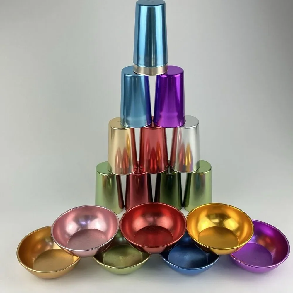 Bascal Metalic Colored Cups & Bowls | 11 Cups & 7 Bowls VTG Decorative